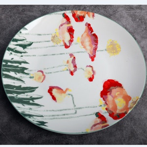 外贸出口陶瓷10英寸盘子水墨抽象画创意大师原单西餐盘牛排正餐盘