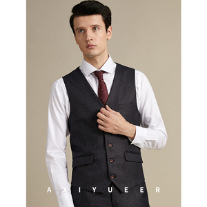 男士西装马甲男修身韩版休闲时尚潮流灰色新郎结婚马夹男西服背心