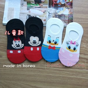 儿童袜子韩国夏季薄棉袜防滑卡通船袜男女童迪士尼米奇唐老鸭短袜