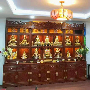 藏式佛龛立柜佛柜花梨木佛堂吊柜定制红木神龛神柜密宗佛台供桌