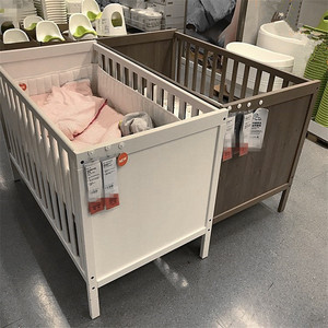 深圳茜茜宜家国内代购桑维 婴儿床 白色 灰褐色 60x120 厘米
