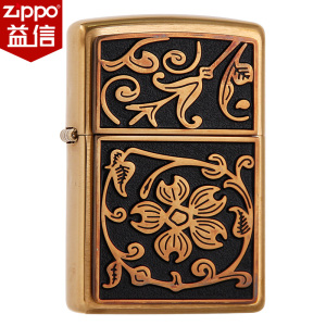 zippo打火机正版zppo正品zipoo芝宝美国原装男富贵花贴章油zp防风