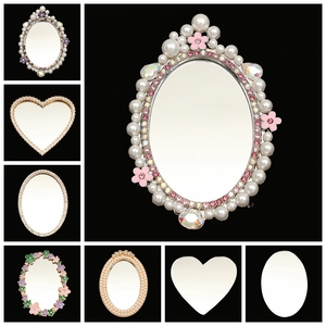 创意珍珠镜子镶钻花边镜片手机壳美容diy饰品配件手机壳贴钻材料