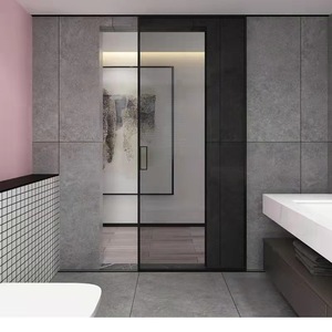 上海极简窄边厨房谷仓平开门厕所卫生间浴室无地轨推拉单移门定做