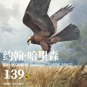 约翰·哈里森水彩高清画册作品集鸟类动物风景图片临摹装饰画素材
