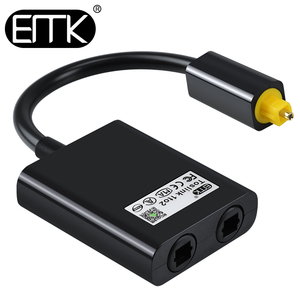 EMK/易迈克数字音频光纤一分二转接头一进二出带线转换器