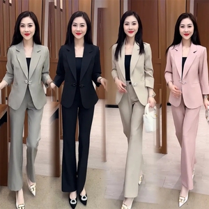 2024春夏新款高级感西装套装女时尚休闲洋气韩版女神范西服两件套