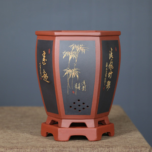 紫砂花盆大号透气君子蕙兰墨兰植物老桩悬崖盆景兰花盆神力旗舰店