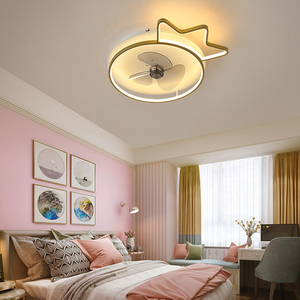 卧室儿童房风扇灯现代简约创意2024年新款北欧皇冠led吸顶次卧灯