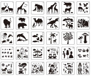 亚马逊热销镂空动物模板 儿童益智模板侦探模板辅助绘画模板涂鸦