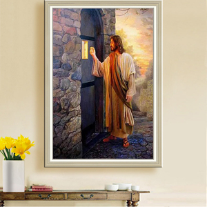 新款钻石画耶稣敲门满钻客厅手工十字绣欧式家居装饰贴钻画钻石绣