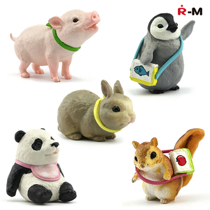 RM礼品仿真动物模型玩具可爱小动物小猪小兔小松鼠背书包企鹅
