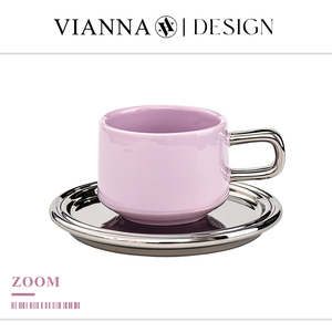 VIANNA丨ZOOM珠光陶瓷杯·瑞典出口撞色陶瓷咖啡杯下午茶杯马克杯