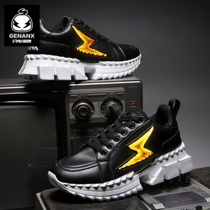 genanx闪电潮牌灯光潮鞋男时尚厚底秋季新款led灯发光鞋男生
