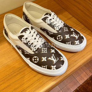 bun兔意大利代购lv路易威登trocadero老花帆布拼皮小白鞋运动男鞋