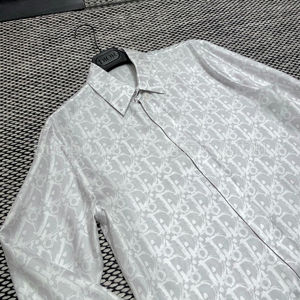 bun兔意大利代购 dior迪奥 21春夏 桑蚕丝灰色绘画老花真丝衬衫男