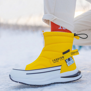 冬季女款时尚运动雪地靴加绒保暖增高棉鞋子防水防滑男彩色大棉靴