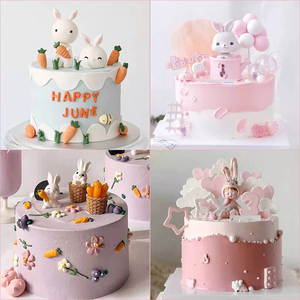 兔子蛋糕装饰摆件小兔子胡萝卜模具兔宝宝小朋友女孩生日烘焙装扮