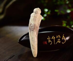 喜象珠宝天然保真鹿角尖雕刻寿星预祝寿比南山简约线条流畅