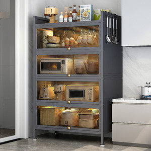 厨房收纳柜子储物柜带门碗柜橱柜置物柜多功能落地货架多层置物架