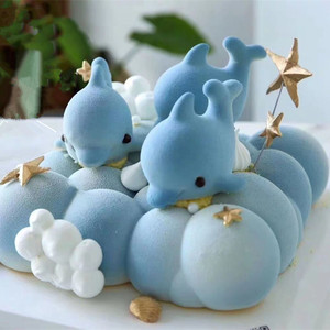 3d立体卡通海豚翻糖慕斯蛋糕火锅底牛油冰淇淋巧克力硅胶模具