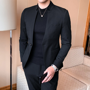 立领男士西装外套男小西服 男韩版修身商务休闲西服男套装单西装