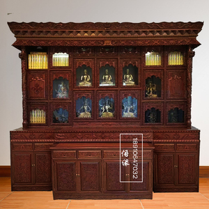 花梨木藏式佛龛佛柜家用实木供台佛台佛堂定制经书柜供柜带门现代