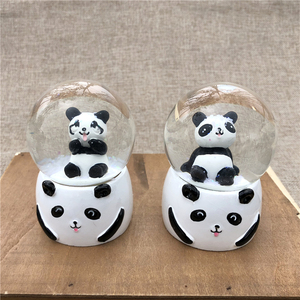 熊猫水晶球摆件带雪花可发光儿童生日礼物送女生四川成都旅游纪念