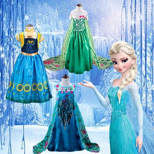 童装夏装冰雪奇缘艾莎礼服爱莎公主连衣裙子儿童圣诞节表演出服装
