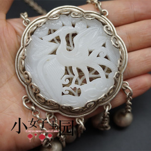 和田玉青白玉镶嵌凤凰玉佩挂坠璎珞项链吊坠古风汉服配饰影视道具