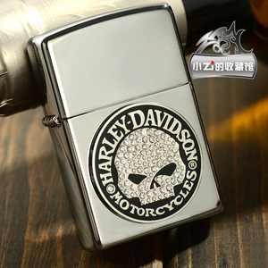 美国原装正品zippo个性哈雷镜面水晶骷髅头贴章28984防风男刻字