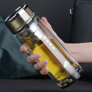 金力双层玻璃杯水晶底商务杯广告礼品杯子定制带礼盒耐热水杯定制
