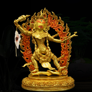 尼泊尔手工艺27cm紫铜精品鎏金一髻佛母佛像 西藏藏传佛教密宗