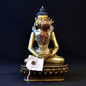 双身普贤王如来佛像神像尼泊尔手工紫铜鎏银藏传密宗精品摆件21cm