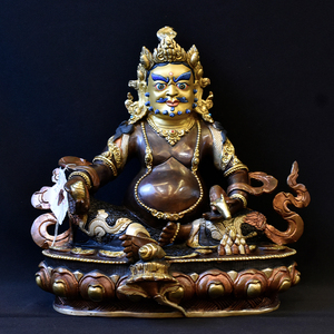 黄财神铜像尼泊尔手工紫铜雕花藏传佛像密宗精品生财摆件32cm
