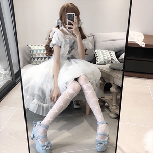 洛丽塔纯白绑带白丝袜子日系萌软妹lo丝袜控少女情侣见男友连裤袜