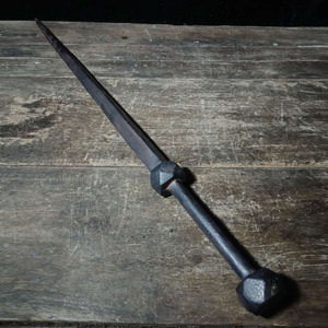 包邮古玩农村老兵器四方铁锏摆件 60°以上防身习武健身铁剑装饰