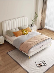 单买床头简约轻奢实木布艺软包双人1.8米床头板北欧松木床屏定制