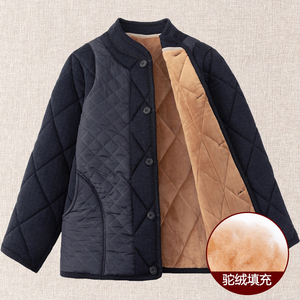 中老年人驼绒棉袄男加绒加厚爸爸装棉衣保暖爷爷宽松棉服特大码冬