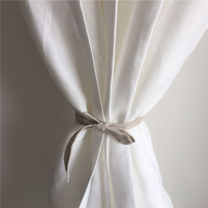 外贸窗帘成品竹节仿麻窗帘纯色白色加厚客厅卧室简约现代可定制