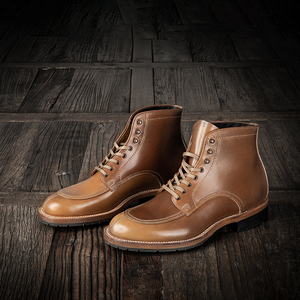 makers 日本国宝级horween稀有色马臀皮高帮皮靴 u mocca blucher