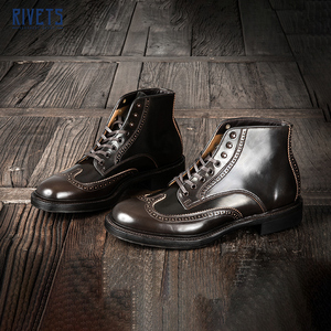 makers 日本国宝级horween稀有色马臀皮高帮雕花皮靴 brogue wing