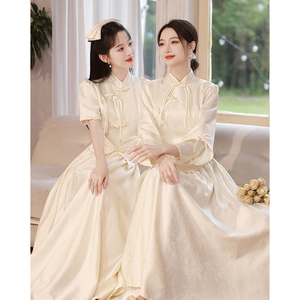新中式伴娘服礼服2024新款高级感小个子伴娘团婚礼小众显瘦姐妹裙