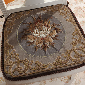 欧式坐垫椅垫布艺椅子垫子加厚透气可拆洗餐椅垫椅套防滑牡丹花型