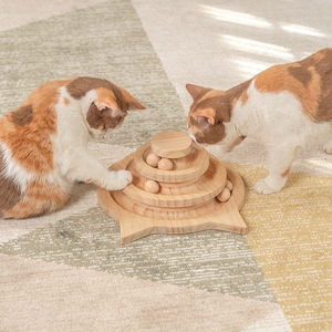 喜喵喵实木猫抓球自嗨逗猫玩具套装组合轨道球宠物用品解闷神器