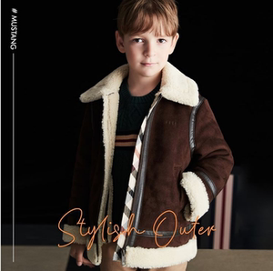 daks kids韩国童装代购2021冬男女童舒适外套时尚洋气纯色大翻领