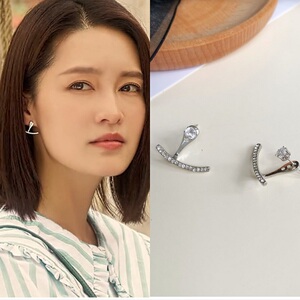 韩国东大门李沁同款笑脸耳环日韩高级感925银针水钻耳钉耳饰女