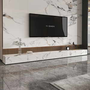 亮光岩板百达翡丽地台现代简约小户型客厅茶几电视柜组合3米长柜
