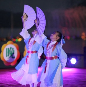 纸扇少年演出服装儿童古典书生表演服男女古装汉服扇舞书童舞蹈服