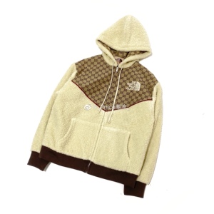 【现货】gucci x the north face tnf 联名拼接logo泰迪帽衫外套